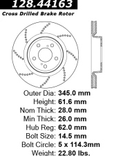 Centric Premium OE Style Drilled  Brake Rotor 128.44163                                     - 128.44163 - Image 2