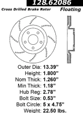 Centric Premium OE Style Drilled  Brake Rotor 128.62086                                     - 128.62086 - Image 2