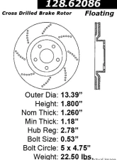 Centric Premium OE Style Drilled  Brake Rotor 128.62086                                     - 128.62086 - Image 2
