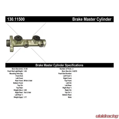 Centric Premium Brake Master Cylinder 130.11500 - 130.11500