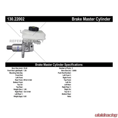 Centric Premium Brake Master Cylinder 130.22002 - 130.22002