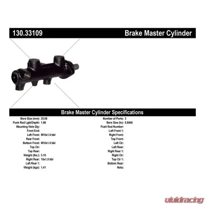 Centric Premium Brake Master Cylinder 130.33109 - 130.33109