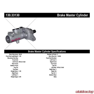 Centric Premium Brake Master Cylinder 130.33130 - 130.33130