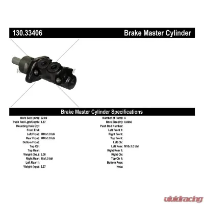 Centric Premium Brake Master Cylinder 130.33406 - 130.33406
