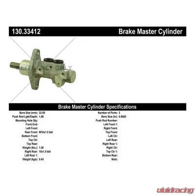 Centric Premium Brake Master Cylinder 130.33412 - 130.33412