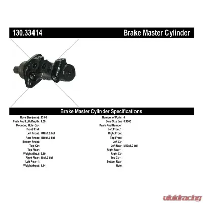 Centric Premium Brake Master Cylinder 130.33414 - 130.33414