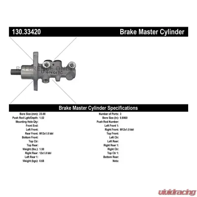 Centric Premium Brake Master Cylinder 130.33420 - 130.33420