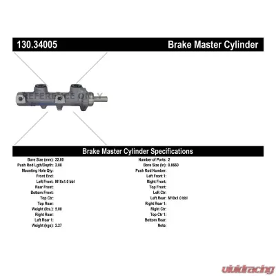 Centric Premium Brake Master Cylinder 130.34005 - 130.34005