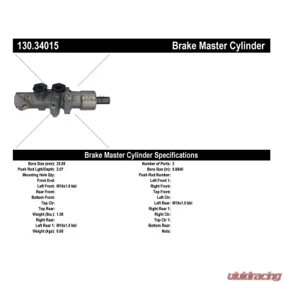 Centric Premium Brake Master Cylinder 130.34015 - 130.34015