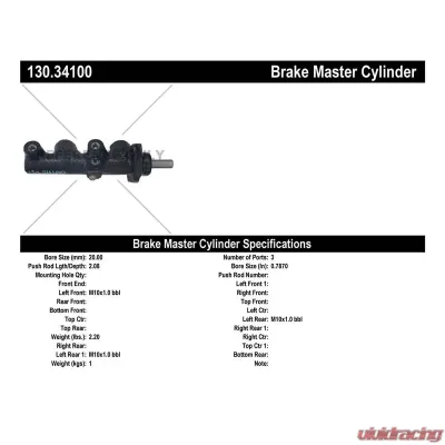 Centric Premium Brake Master Cylinder 130.34100 - 130.34100