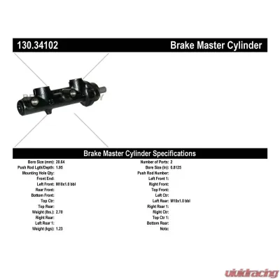 Centric Premium Brake Master Cylinder 130.34102 - 130.34102