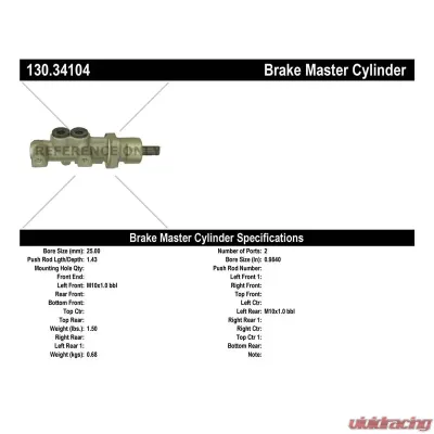 Centric Premium Brake Master Cylinder 130.34104 - 130.34104