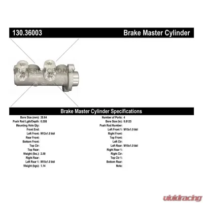 Centric Premium Brake Master Cylinder 130.36003 - 130.36003