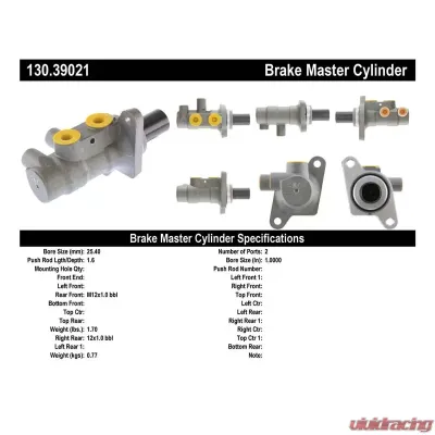 Centric Premium Brake Master Cylinder 130.39021 - 130.39021