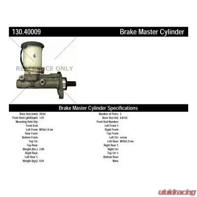 Centric Premium Brake Master Cylinder 130.40009 - 130.40009