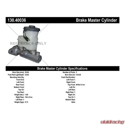 Centric Premium Brake Master Cylinder 130.40036 - 130.40036