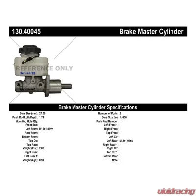 Centric Premium Brake Master Cylinder 130.40045 - 130.40045