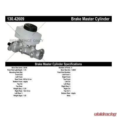 Centric Premium Brake Master Cylinder 130.42609 - 130.42609