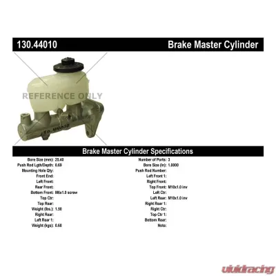 Centric Premium Brake Master Cylinder 130.44010 - 130.44010