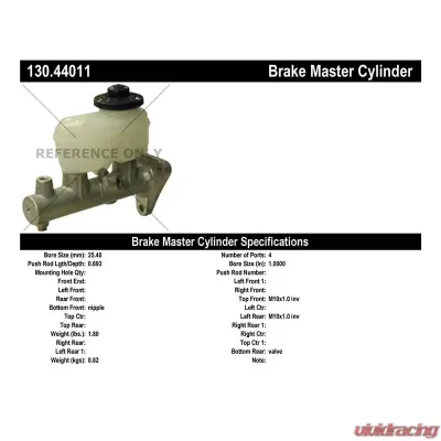 Centric Premium Brake Master Cylinder 130.44011 - 130.44011