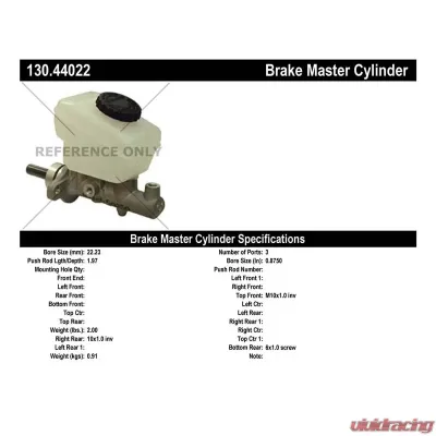 Centric Premium Brake Master Cylinder 130.44022 - 130.44022