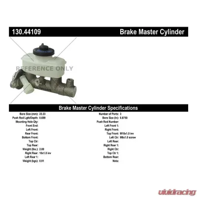 Centric Premium Brake Master Cylinder 130.44109 - 130.44109