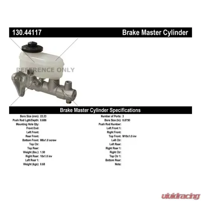 Centric Premium Brake Master Cylinder 130.44117 - 130.44117