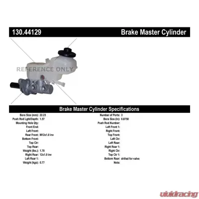 Centric Premium Brake Master Cylinder 130.44129 - 130.44129