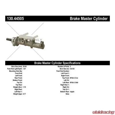 Centric Premium Brake Master Cylinder 130.44505 - 130.44505