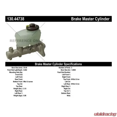 Centric Premium Brake Master Cylinder 130.44738 - 130.44738