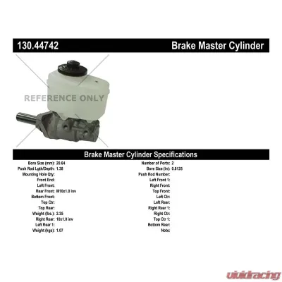Centric Premium Brake Master Cylinder 130.44742 - 130.44742