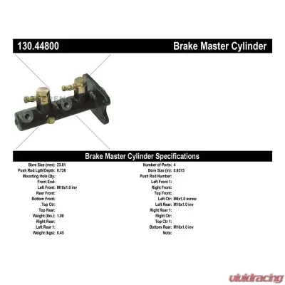 Centric Premium Brake Master Cylinder 130.44800 - 130.44800