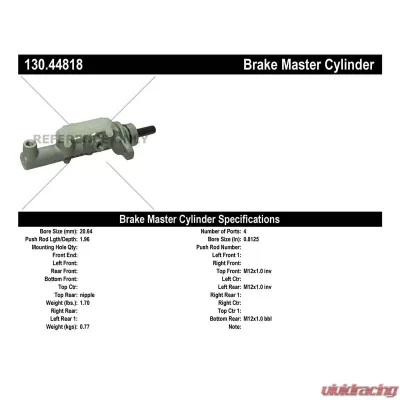 Centric Premium Brake Master Cylinder 130.44818 - 130.44818