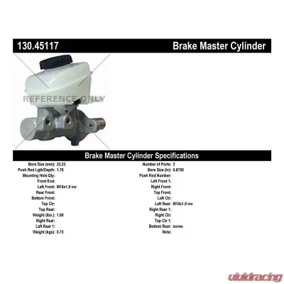 Centric Premium Brake Master Cylinder 130.45117 - 130.45117
