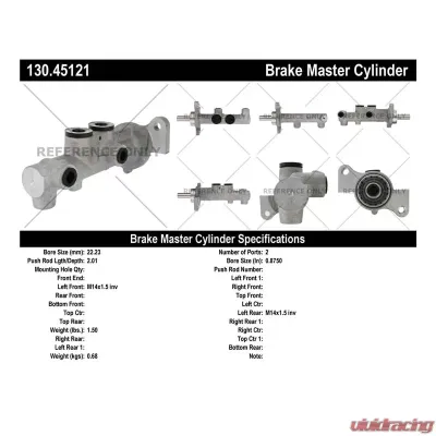 Centric Premium Brake Master Cylinder 130.45121 - 130.45121