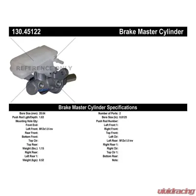 Centric Premium Brake Master Cylinder 130.45122 - 130.45122
