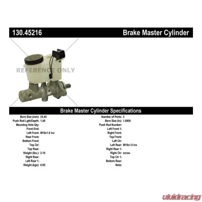 Centric Premium Brake Master Cylinder 130.45216 - 130.45216