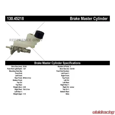 Centric Premium Brake Master Cylinder 130.45218 - 130.45218