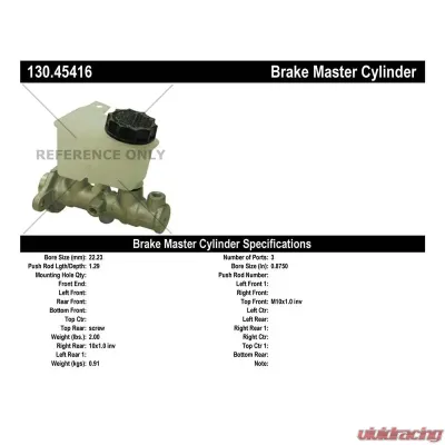 Centric Premium Brake Master Cylinder 130.45416 - 130.45416