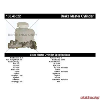 Centric Premium Brake Master Cylinder 130.46522 - 130.46522