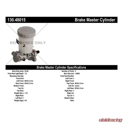 Centric Premium Brake Master Cylinder 130.48015 - 130.48015