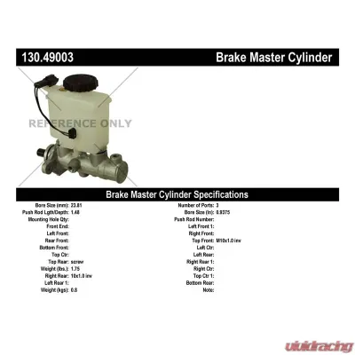 Centric Premium Brake Master Cylinder 130.49003 - 130.49003