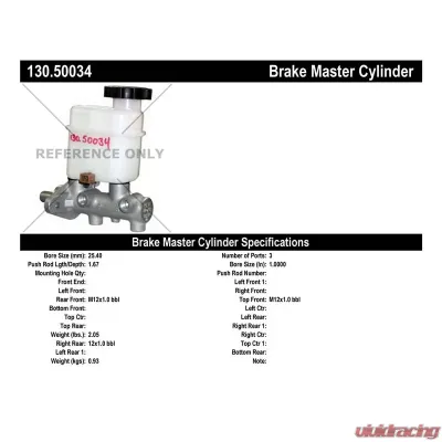 Centric Premium Brake Master Cylinder 130.50034 - 130.50034