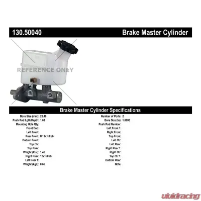 Centric Premium Brake Master Cylinder 130.50040 - 130.50040