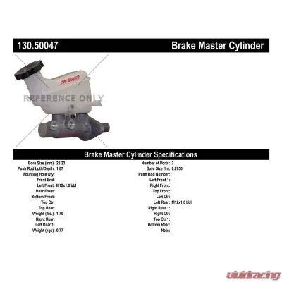 Centric Premium Brake Master Cylinder 130.50047 - 130.50047