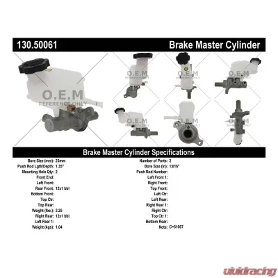 Centric Premium Brake Master Cylinder 130.50061 - 130.50061