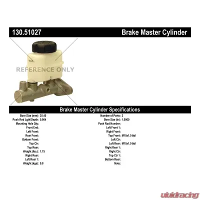 Centric Premium Brake Master Cylinder 130.51027 - 130.51027