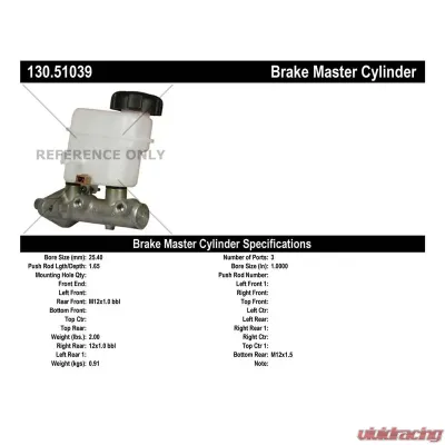 Centric Premium Brake Master Cylinder 130.51039 - 130.51039