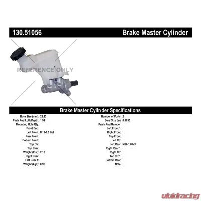 Centric Premium Brake Master Cylinder 130.51056 - 130.51056