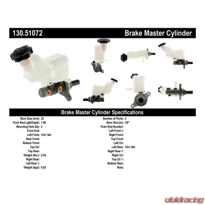 Centric Premium Brake Master Cylinder 130.51072 - 130.51072